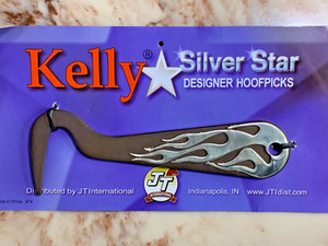 Kelly Silver Star FLAMES Design Horse Hoof Pick Cowboys Cowgirls Hot Hoofpickers