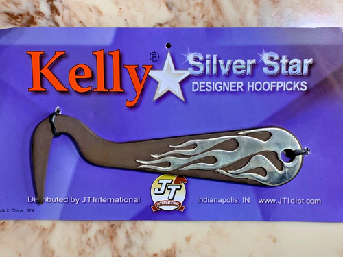 Kelly Silver Star FLAMES Design Horse Hoof Pick Cowboys Cowgirls Hot Hoofpickers