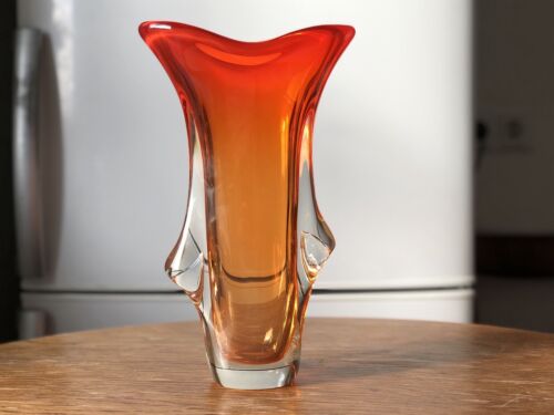Vintage Murano Art Glass Tall Vase Hand Blown Sommerso - Picture 1 of 9