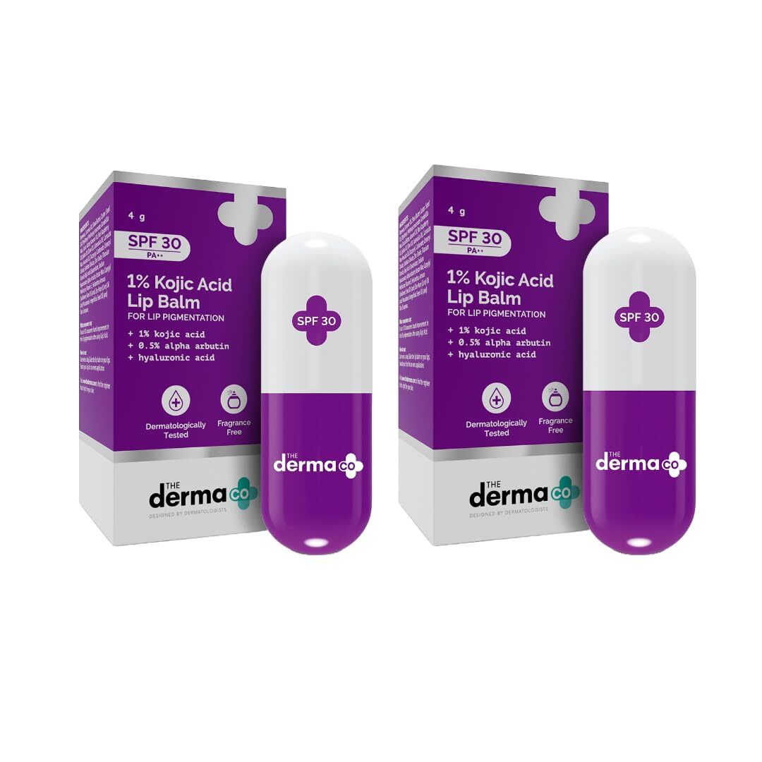 derma co 1 vitamin c brightening lip balm The Derma Co 1% Kojic Acid Lip Balm With Alpha Arbutin & Hyaluronic Acid 4G  2Pcs