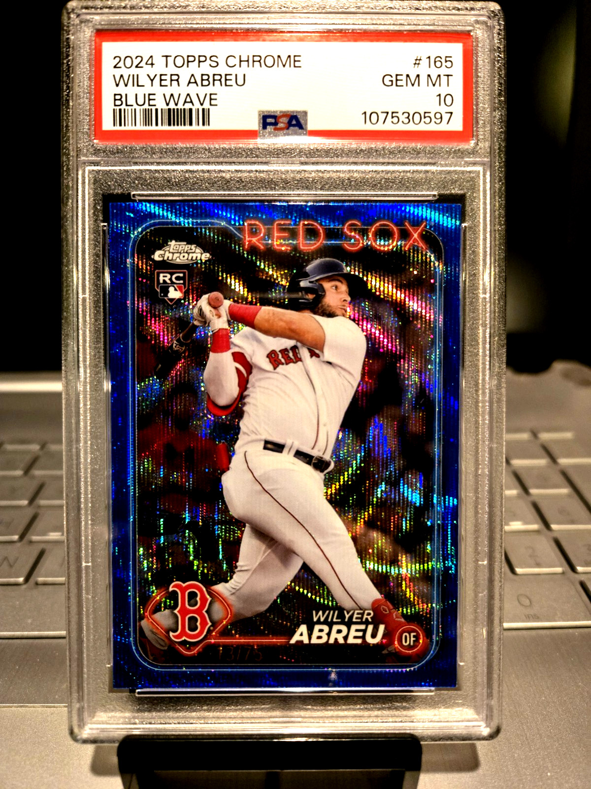 2024 Topps Chrome #13/75 Wilyer Abreu Blue Wave Rookie #165 Gem Mt. 10 " POP-2."