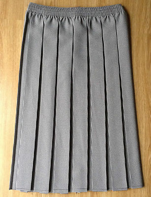 NEU DAMEN ROCK KASTENFALTE SCHWARZ WEISS FEIN HAHNENTRITT KARIERT ELASTISCH