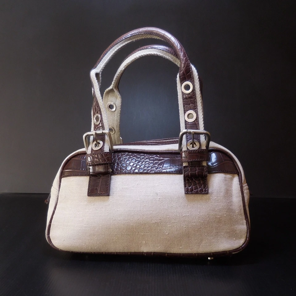 N9368 Handbag United Colors Of Benetton Brown Beige Leather Fashion Women - Image 4 of 4