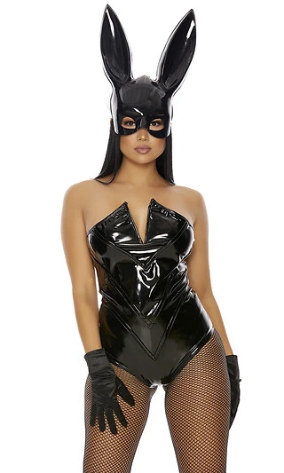 Forplay Impresionante Conejo Conejo Negro Wetlook Body Fetiche Disfraz 555241 Foto 3 de 4