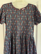 LulaRoe Amelia Dress Women's Size XL Black, Blue & Red Jacquard