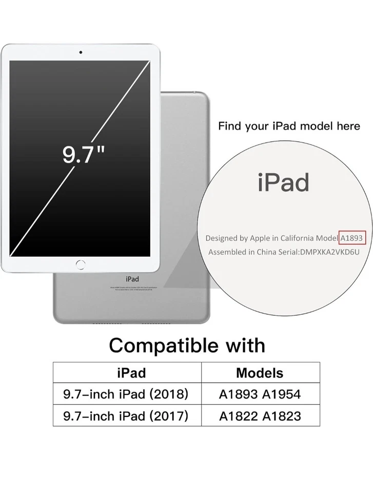 Case for iPad 9.7-Inch 6th/5th Gen  2018/2017  Tablet smart Stand Cover - Image 2 of 4