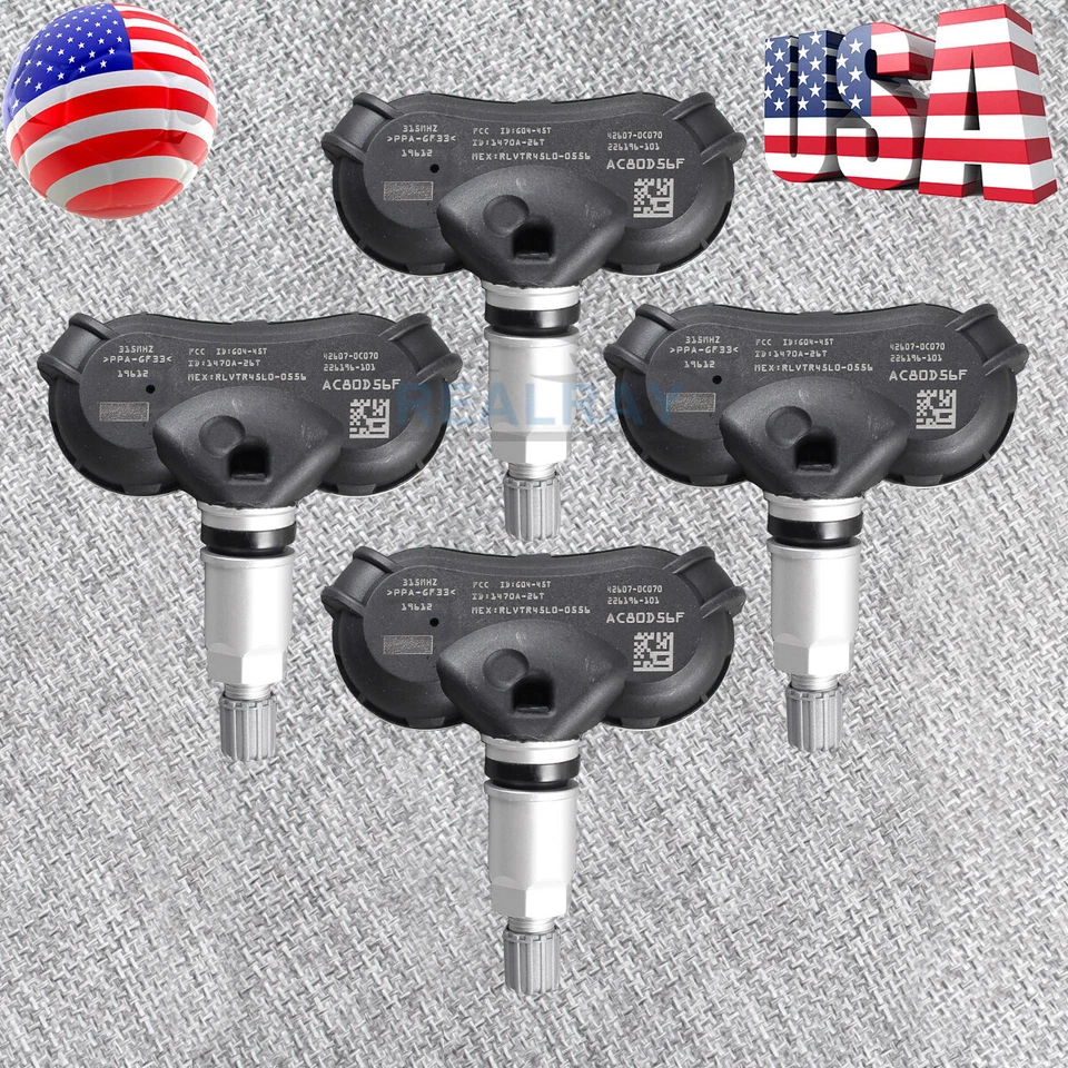Sensor de presión de neumáticos transmisor TPMS de 4 piezas para TOYOTA SIENNA TUNDRA 42607-0C070 Foto 2 de 4