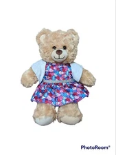 Girl Power Build a Bear Light Brown Tan Teddy Plush Stuffed Animal 16" w/ Dress 