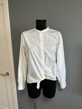 Hermes Womens Sleeve Button Up Poplin Shirt Blouse White It 44 Us 8 Uk 12