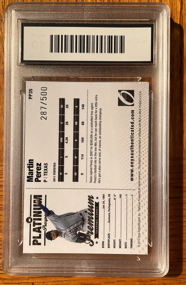 Onyx Platinum Prospects Martin Perez 2012/500 GMA 10 Rangers Medias Rojas de Boston Foto 2 de 2