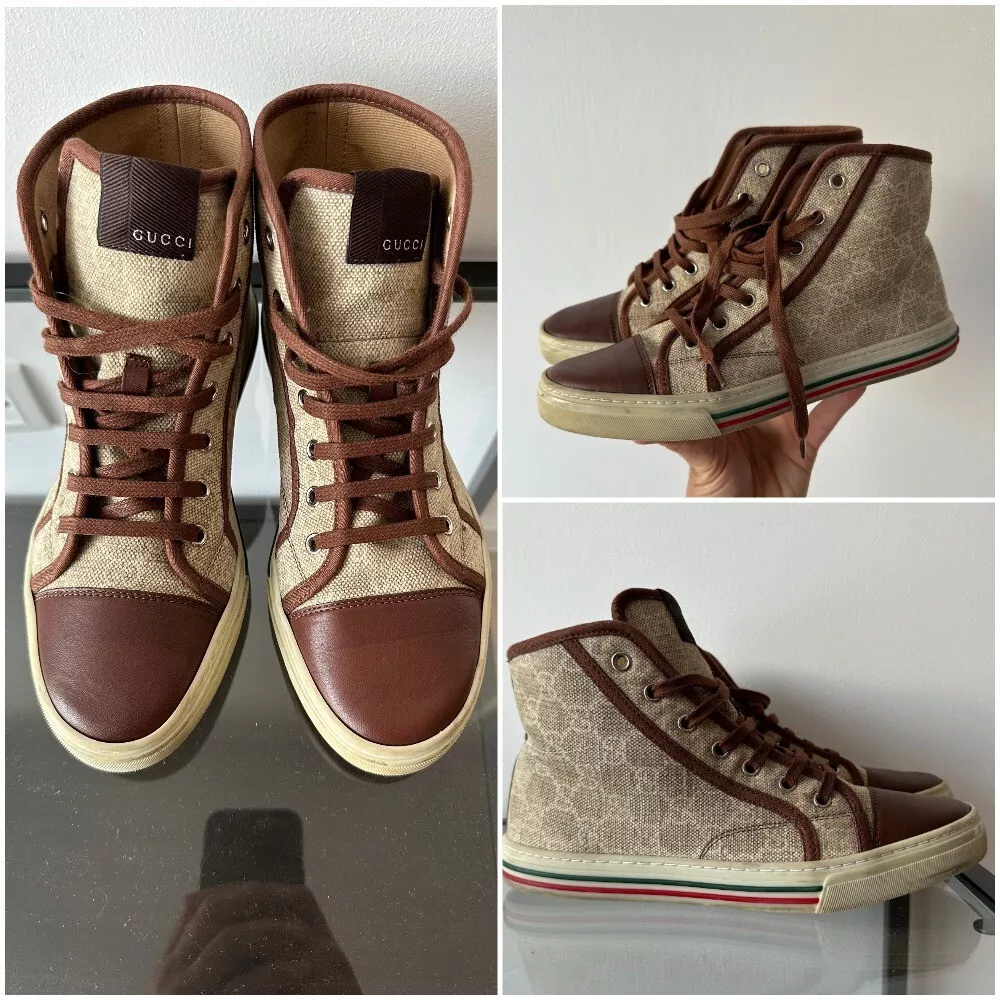 GUCCI Monogrammed Canvas and Leather Sneakers for Men