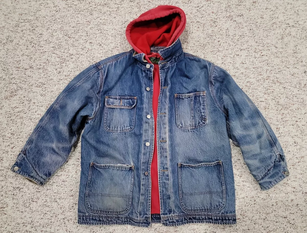 VTG Ralph Lauren Polo Country Denim Hoody Jean Jacket Made in USA Size Medium