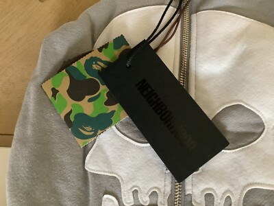Authentic ape bape x NBHD 2 face half zip pullover hoodie