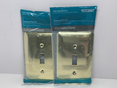 Lot of 2 Style Selections 1-Gang Toggle Switch Wall Plate Polished Brass 0223067