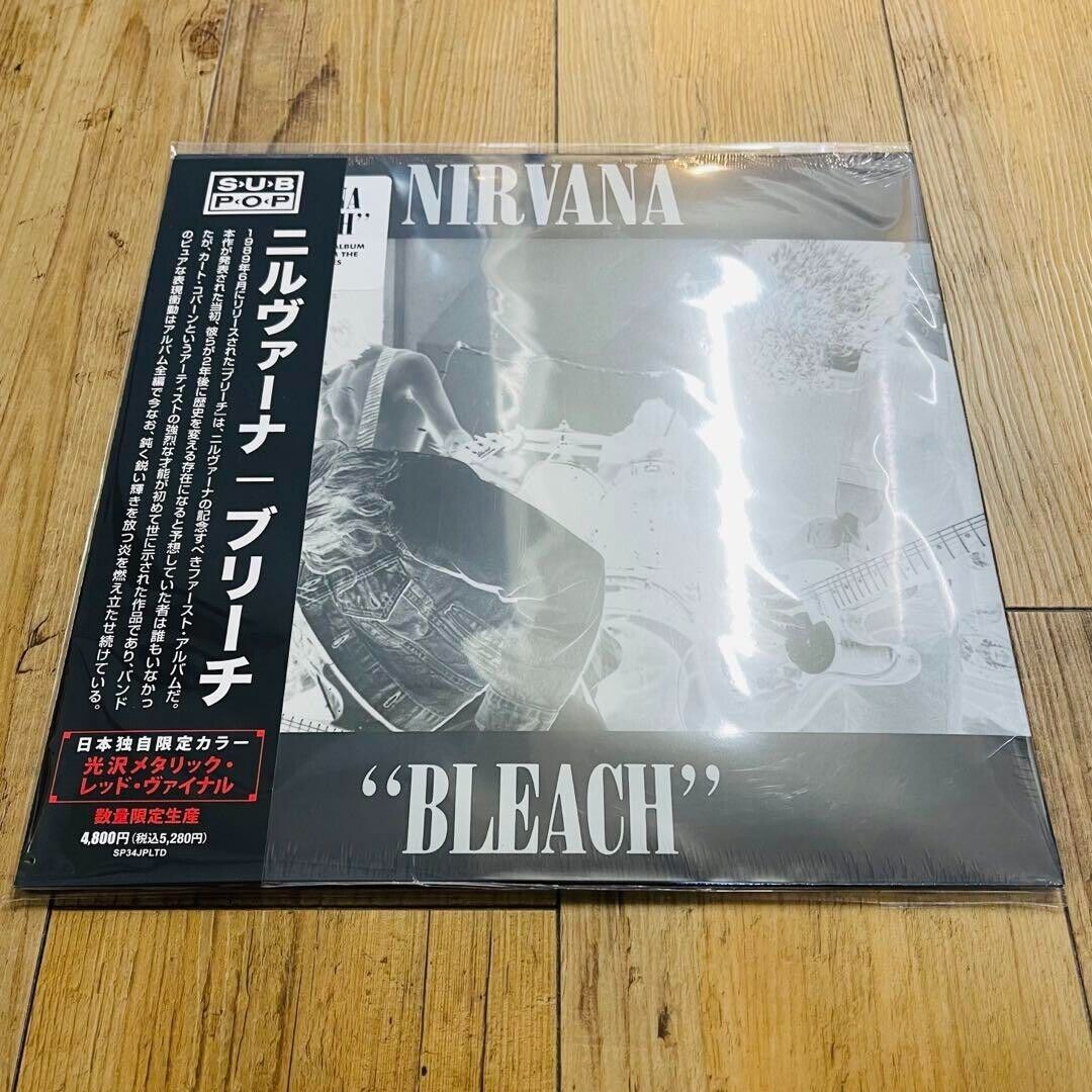 Nirvana BLEACH LP Record RECORD STORE DAY Glossy Metalic Red Vinyl Japan OBI