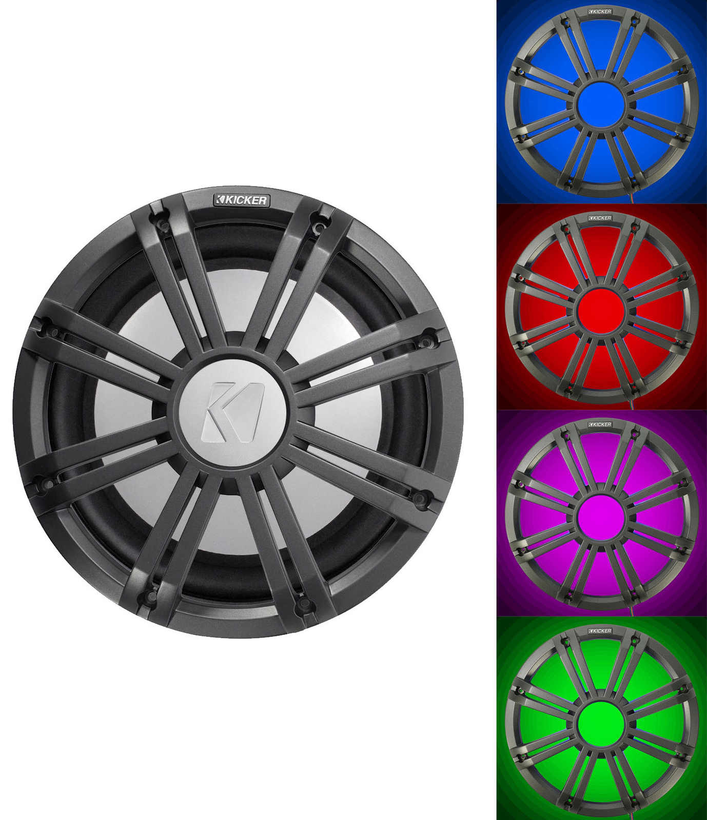 Морской лодочный сабвуфер KICKER 45KM124 12 мощностью 350 Вт со светодиодной решеткой SVC 4-омный сабвуфер KM12