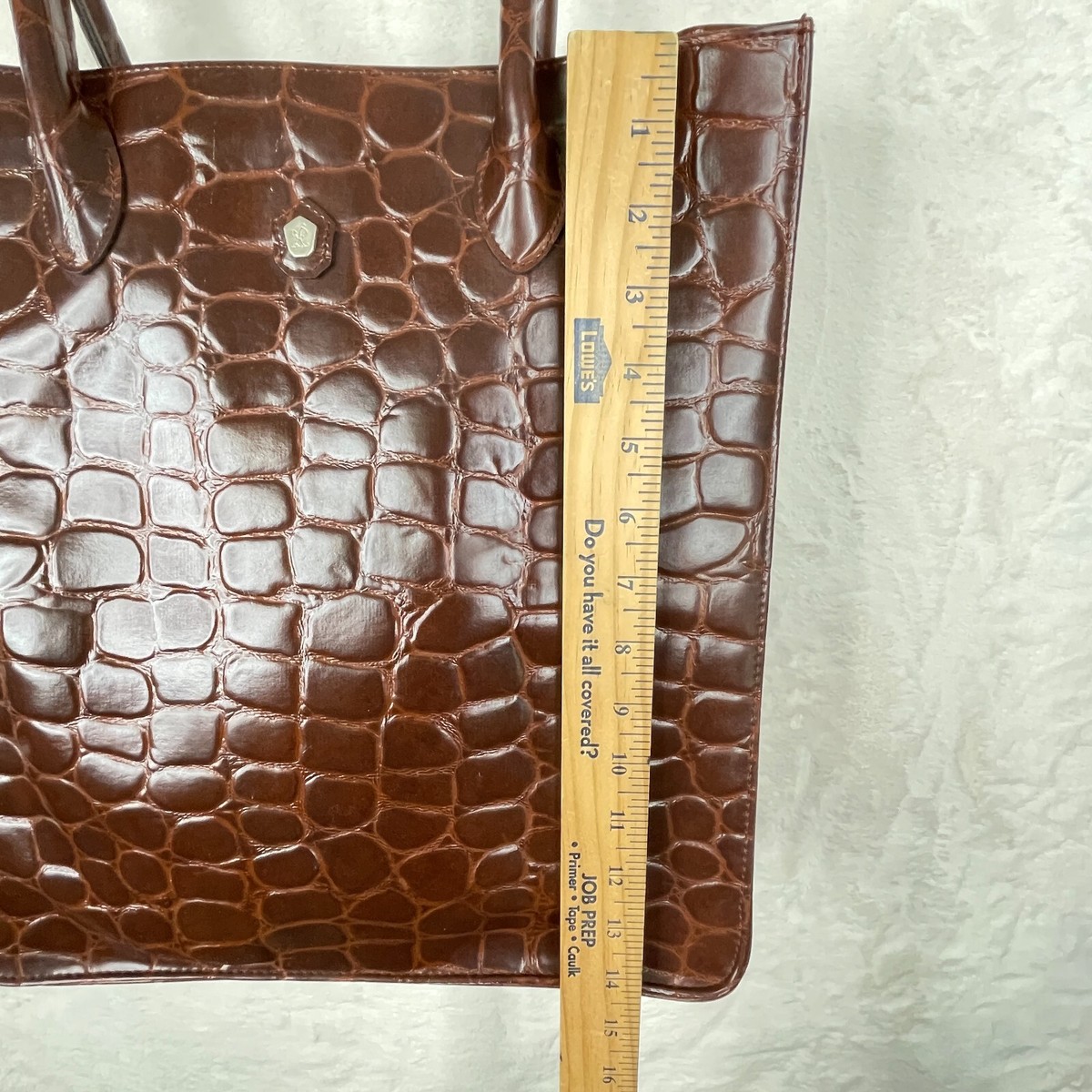 VTG Ralph Lauren Safari Faux Crocodile Embossed Brown Tote Travel