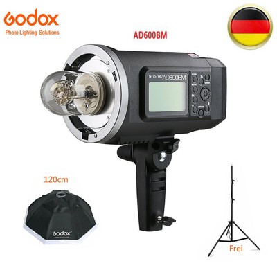 DE Godox AD600BM 2.4G HSS Outdoor Flash Strobe Light  +120cm Softbox + Stativ
