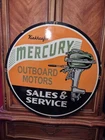 VINTAGE MERCURY OUTBOARDS PORCELAIN DEALERSHIP SIGN SALES SERVICE MOTOR OIL GAS