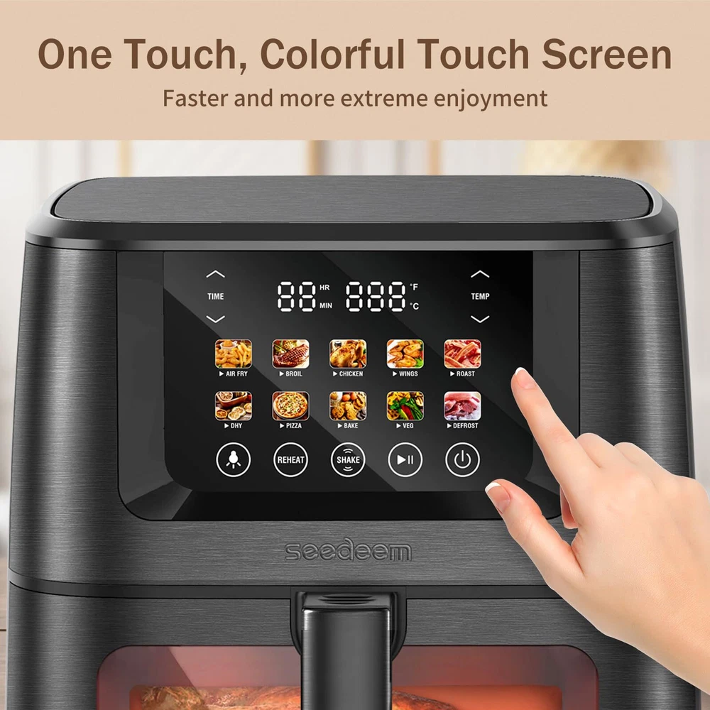 Air Fryer with LCD Touchscreen and ClearCook Window for Easy Monitoring Air Fryer with LCD Touchscreen and ClearCook Window for Easy Monitoring