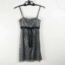 JESSICA McCLINTOCK For Gunne Sax Black Sequin Bow Waist Accent Dress, Size 1