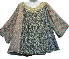 Nwt SACRED THREADS floral funky boho rayon hi...