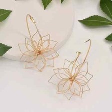 Elegant Hollow Flower Shaped Hoop Earrings Delicate Petal Design