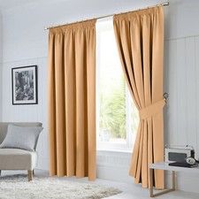 Thick Thermal Blackout Curtains Pencil Pleat Ready Made Pair &  2 Tie Backs