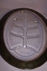 Vintage Glassbake silver  & glass serving tray with wood stand Made in U.S. A. — photo 3