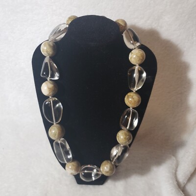 Vintage Signed CINER Chunky Polished Stones Bead Choker Necklace 18''