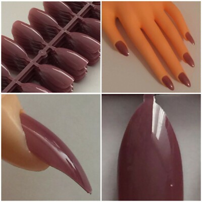 120 Kunstliche Fingernagel Stiletto Krallen Full Nail Tip Taube Violett Nude Ebay 