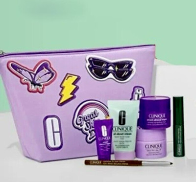CLINIQUE 7 Piece Gift Set Smart Wrinkle Serum & Cream Quickliner Cleansing Balm