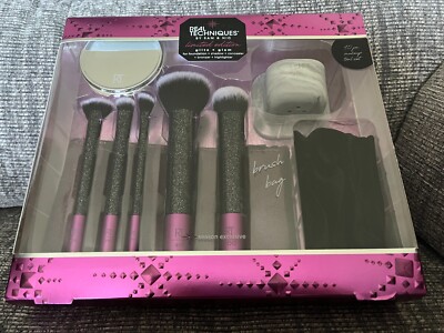 Real Techniques Limited Edition Glitz & Glam 10-teiliges Make-up Pinsel Werkzeug Set Neu
