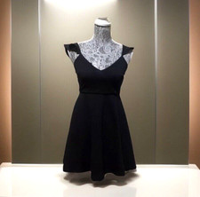 Windsor Little Black Dress Festival Flounce Flutter Sleeve Retro Cochella Fem XS