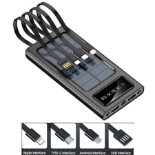 Solar Power Bank 1000000mAh LCD LED 4 USB Portable External Battery Charger 2023