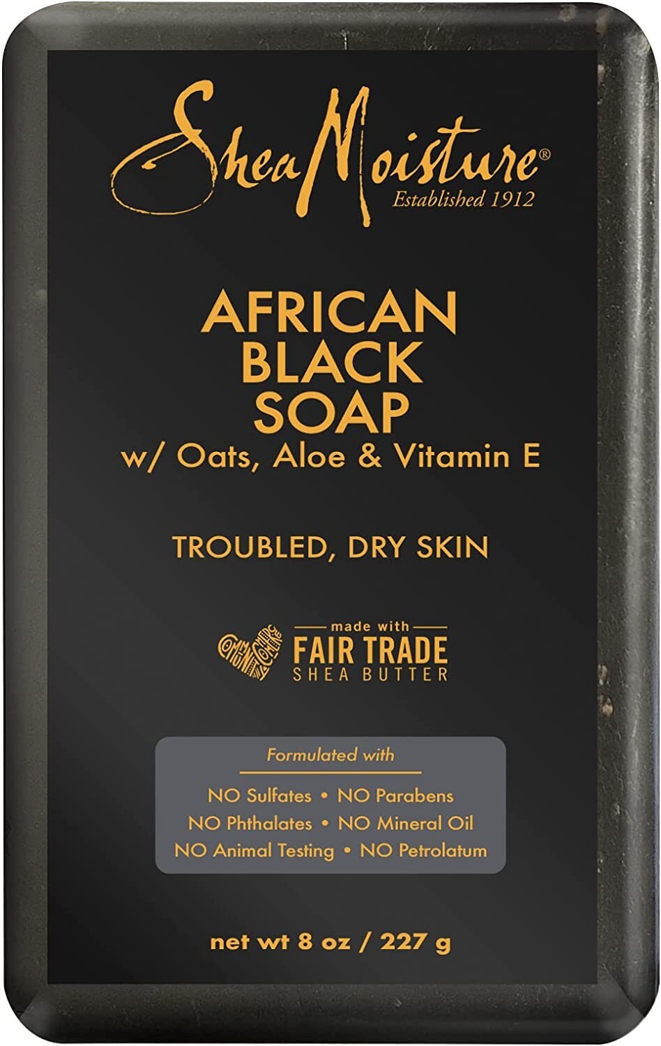 Shea Moisture Black Soap with Oats Shea Butter Aloe Acne Prone Troubled Dry Skin