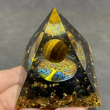 tiger eye Crystal Sphere Orgonite Pyramid Chakra Energy Orgone Stone 1PC