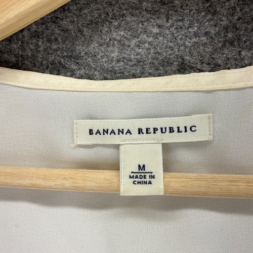 Banana Republic Tank Women M Medium White Geometric Lined Silk Sleeveless Casual - Picture 5 of 9