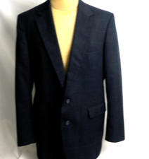 Focus Made in America Sport Coat Mens Dark Blue Gray Windowpane see measures