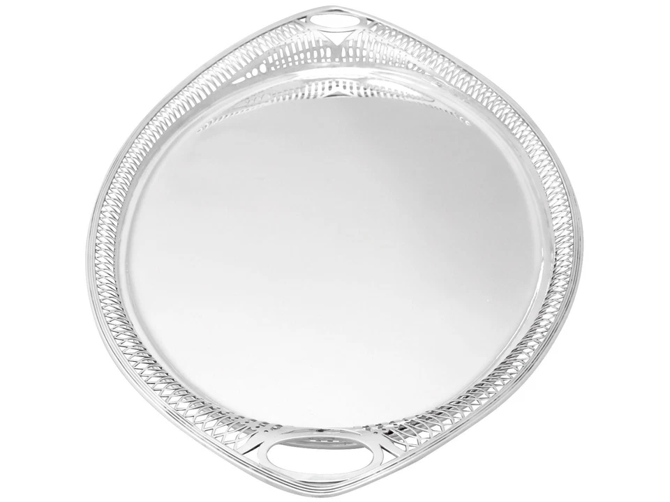 Antique George V Sterling Silver Galleried Tea Tray by D & J Welby Ltd - Image 4 of 4