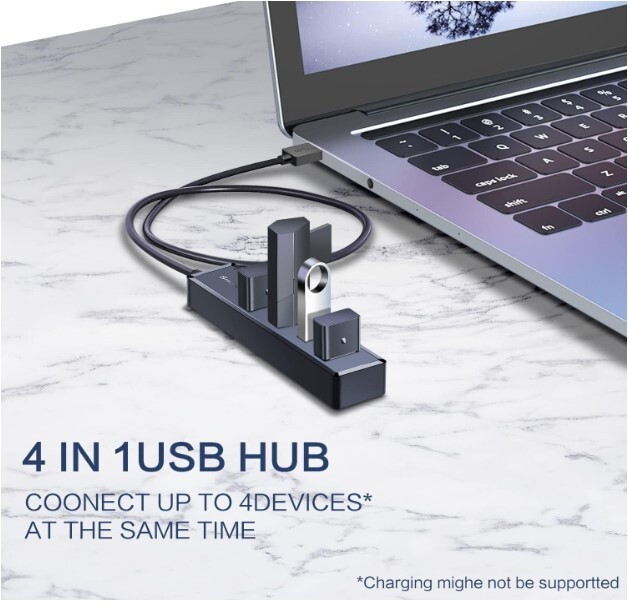 4-Port USB 3.0 Hub for Laptop & PC - High-Speed Data Transfer & Extra Ports