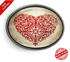 Victorian Heart Belt Buckle - Ornate Valentines Love Handmade Buckle - 11