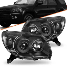 For 2006-2009 Toyota 4Runner Black Headlights Assembly Clear Lamps L+R Pair