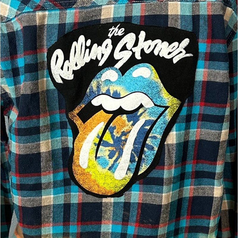 Rolling Stones Flannel Plaid Shirt Shacket MEDIUM… - image 2