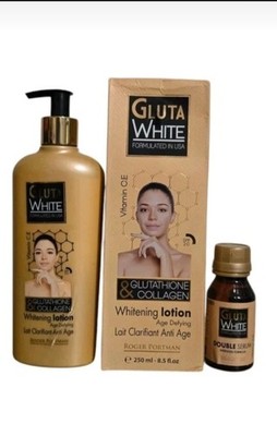Gluta White Whitening Lotion & Double Serum Set w/ Glutathione, SPF 20, 250ml