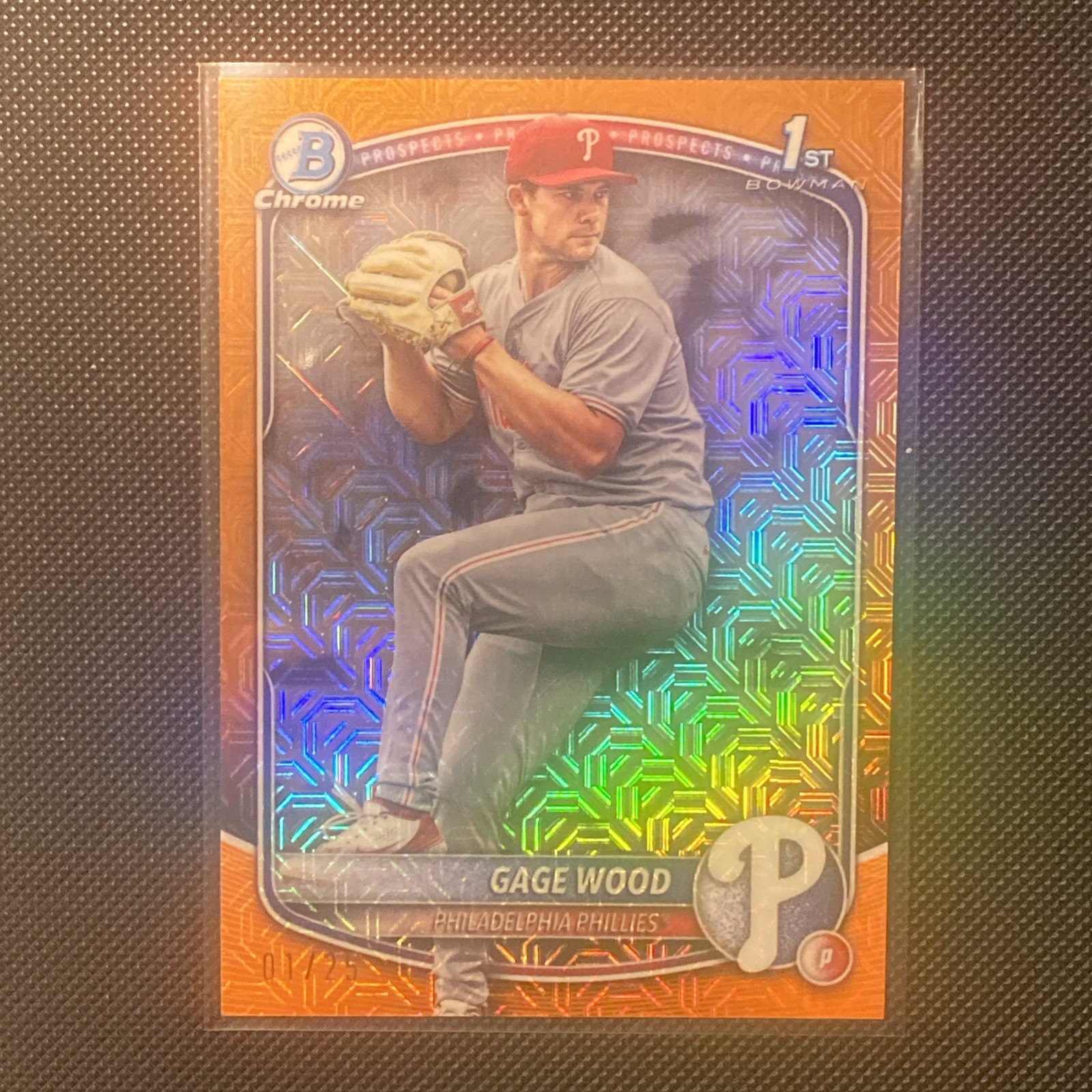 2025 Bowman Draft Chrome Gage Wood #BDC-4 1st Bowman Orange Mojo Ref /25