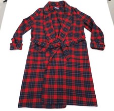 Vintage Pendleton Mens M 100 Virgin Wool Tartan Plaid Robe Red Navy