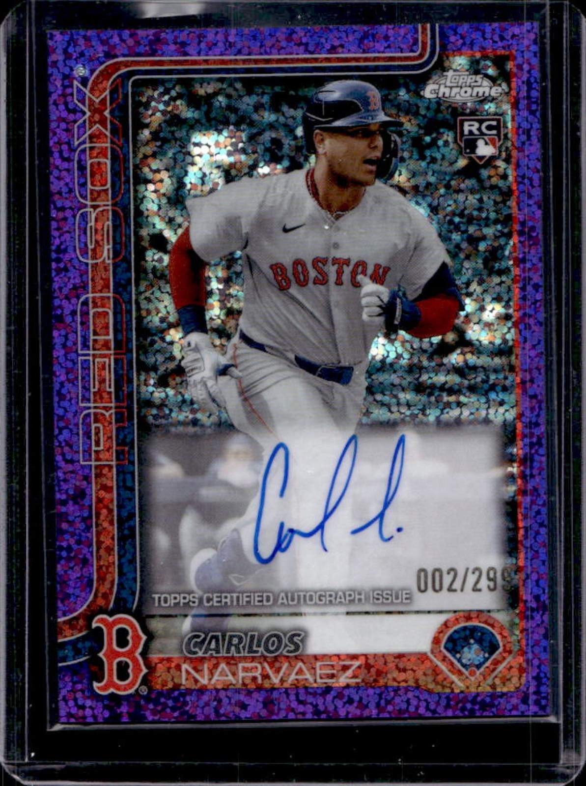 2025 Topps Chrome Carlos Narvaez Rookie Auto RC Purple Speckle Refractor #2/299