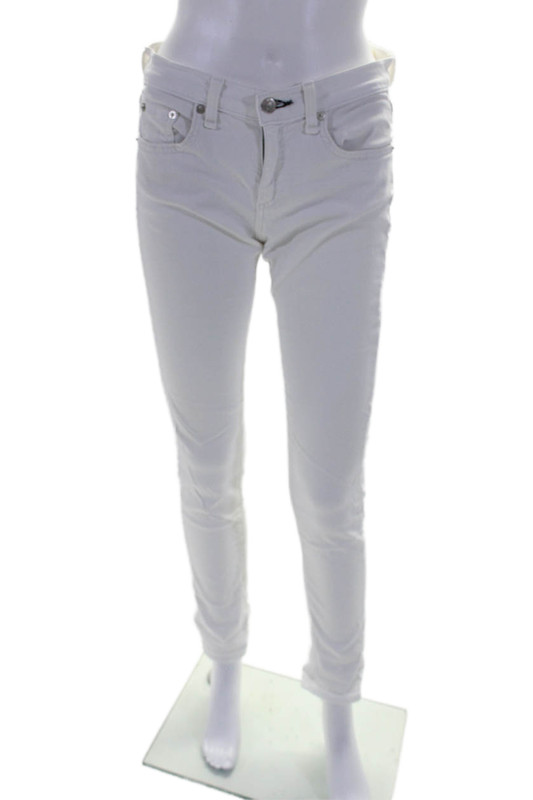 Rag & Bone Women's Midrise Five Pockets Skinny Denim Pants White Size 25