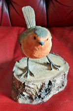 ROBIN ON A LOG ORNAMENT - VINTAGE - RARE
